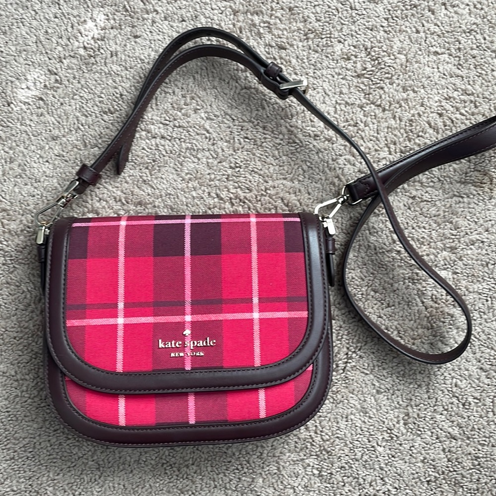 Kate Spade Blake plaid saddle bag